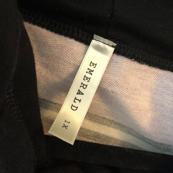 Emerald Pink & Black Striped Pullover Drawstring Pockets Hoodie 1X - Picture 3 of 4